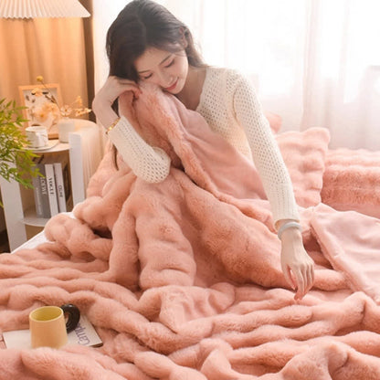 Simple Rabbit Velvet Thick Throw Blanket - image 1