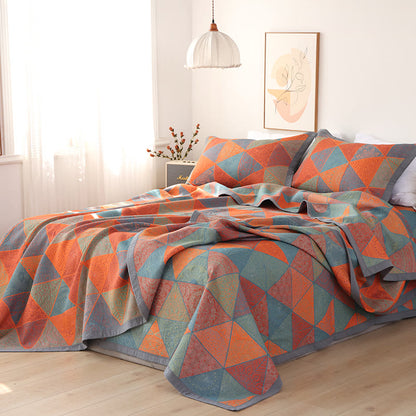 Triangle Pattern Print Cotton Reversible Quilt - image 1