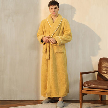 Ownkoti Comfy Fleece Pajama Long Bathrobe - Yellow - Men: XL - image 3
