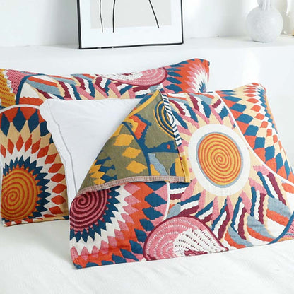 Ownkoti Sun Print Cotton Reversible Pillow Towel (2PCS) - As Picture - 52cm x 76cm - image 0