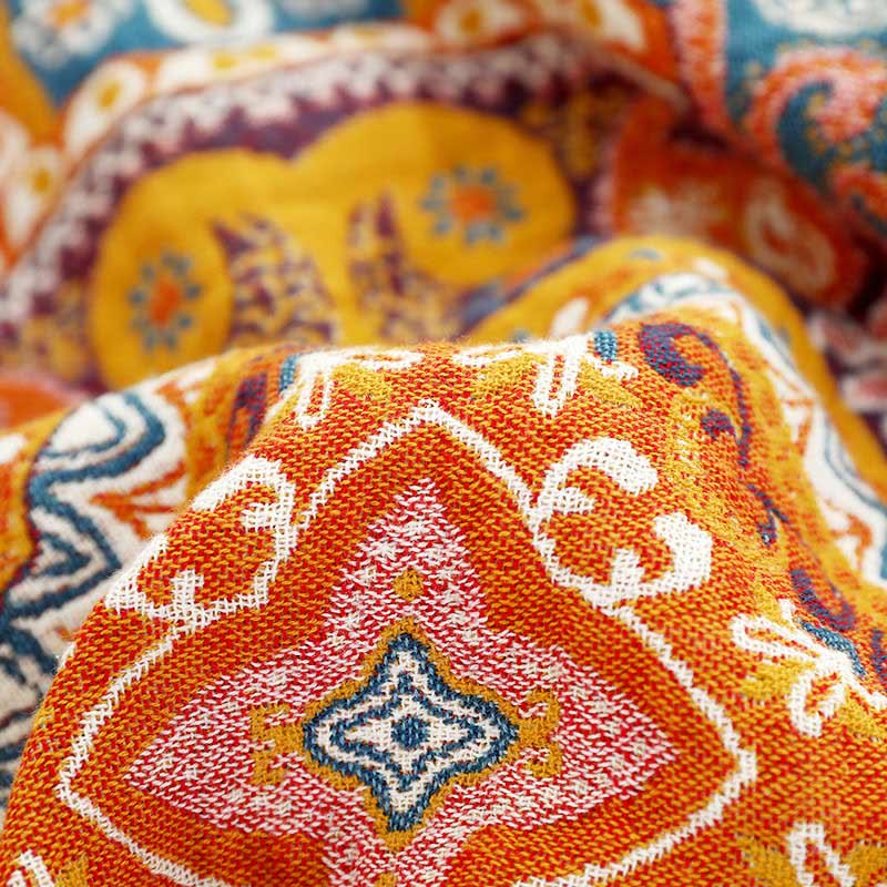 Boho Cotton Orange Reversible Sofa Blanket - image 9