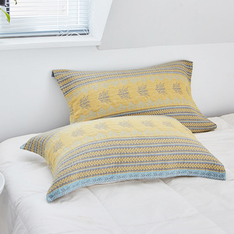 Ownkoti Yellow Bed Cotton Decorative Pillow Towel (2PCS) - image 2