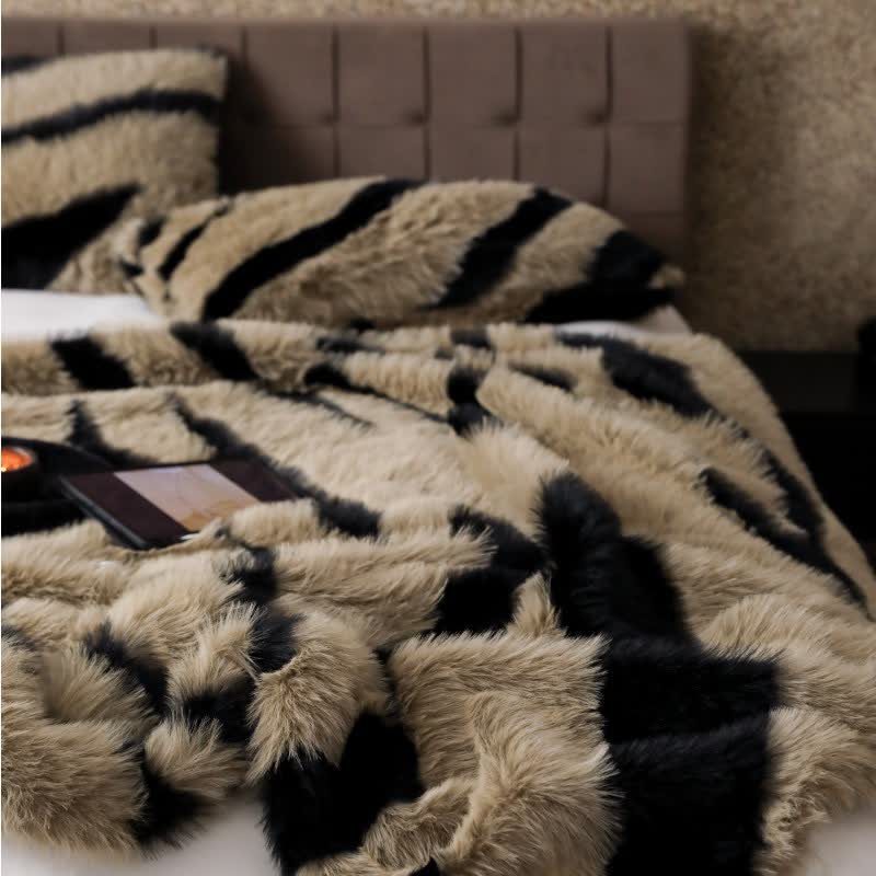 Modern Zebra Print Faux Fur Blanket - image 3