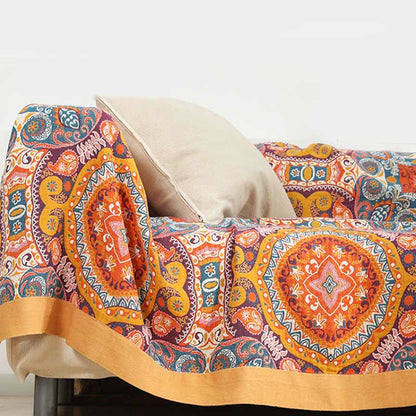 Boho Cotton Orange Reversible Sofa Blanket - image 1