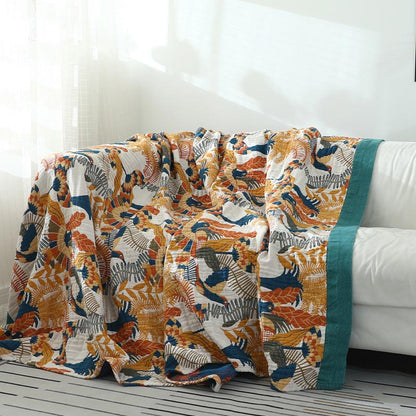 Flower Bird Blanket Reversible Sofa Cover - As Picture - 90"W x 98"L - image 0