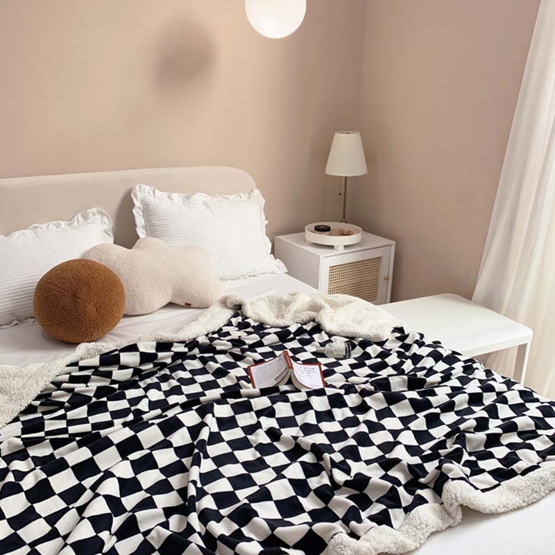 Ownkoti Checkerboard Fuffly Reversible Throw Blanket - image 1