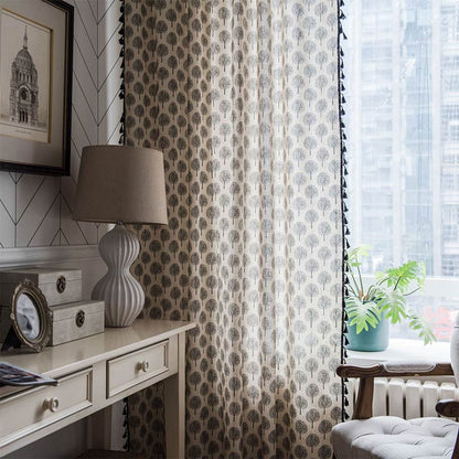 Countryside Style Tree Cotton Linen Curtain - image 1