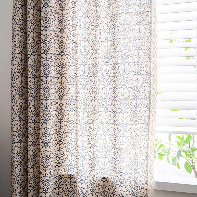 Ownkoti Boho Blue Pattern Semi-Blackout Curtain - image 11