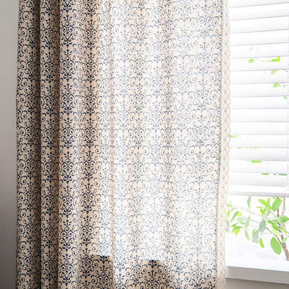 Ownkoti Boho Blue Pattern Semi-Blackout Curtain - image 11