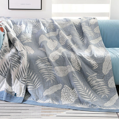 Pattern Cotton Gauze Soft Reversible Blanket - Gray Blue - 79" x 90" - image 8