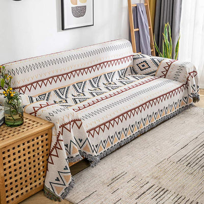 Ownkoti Indian Geometric Blanket Reversible Sofa Cover - As Picture - 71" x 134" - image 0