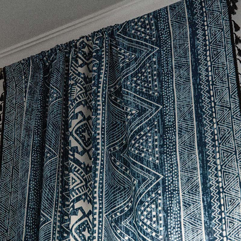 Blue Geometric Pattern Light Filtering Curtain - image 8