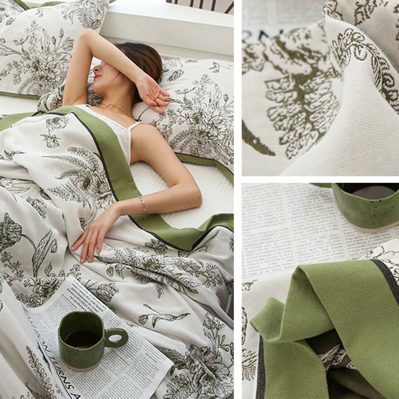 Pastoral Flower Leaf Cotton Reversible Quilt - image 9