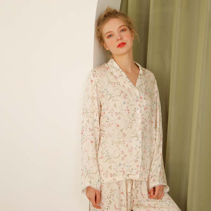 Ownkoti Floral Satin V-Neck Long Sleeve Loungewear - image 7