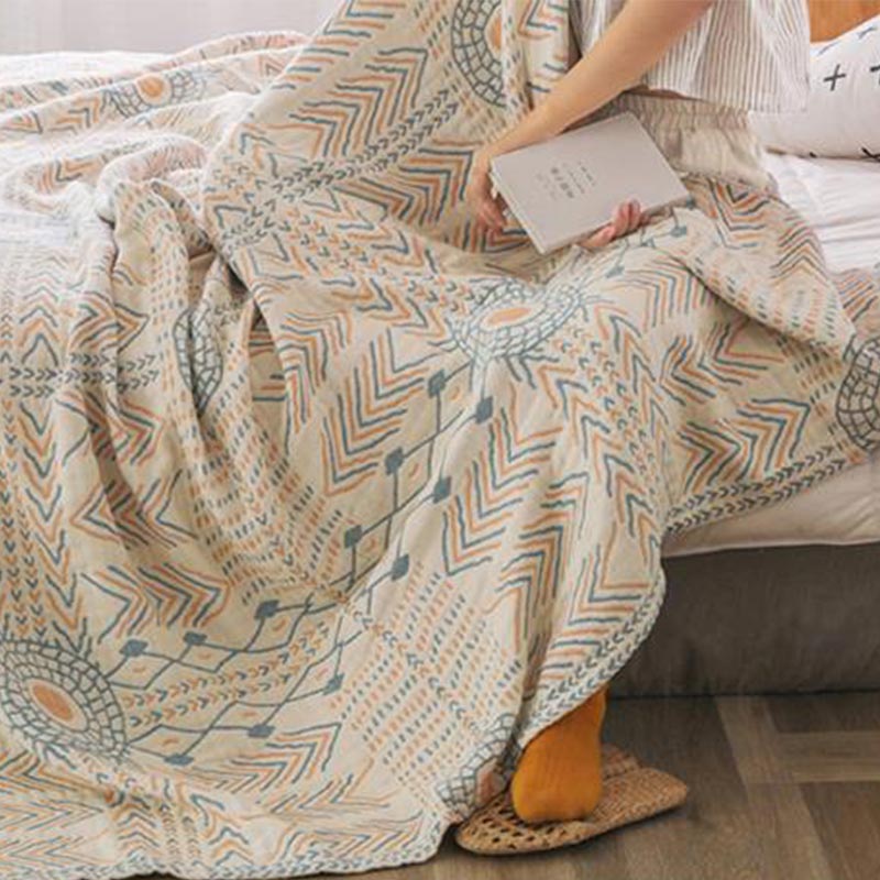 Ownkoti Boho Striped Cotton Quilt Reversible Sofa Towel - image 5