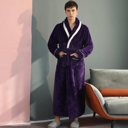 Thick Fleece Pajama Comfy Bathrobe - Purple - Men: XL - image 4