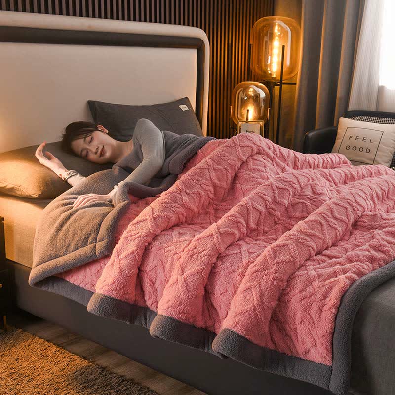 Luxurious Thick Warm Fleece Throw Blanket - Peachy Pink - Queen - image 12