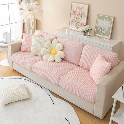 Ownkoti Seersucker Stretchable Sectional Sofa Slipcover - Pink - Back Cushion Cover L - image 7