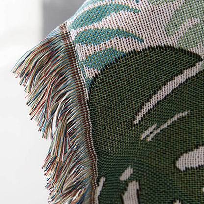 Palm Pattern Sofa Cover Tassel Blanket - image 12