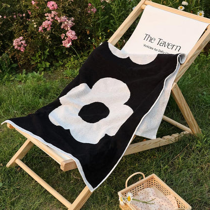Flower Breathable Cotton Soft Towel - Black - 34cm x 75cm - image 1