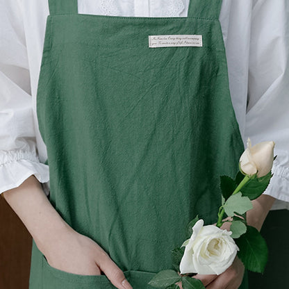 Simple Cotton Pure Color Cross-back Apron - image 2