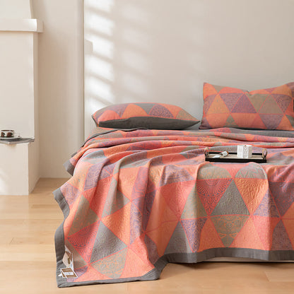 Triangle Pattern Print Cotton Reversible Quilt - image 16