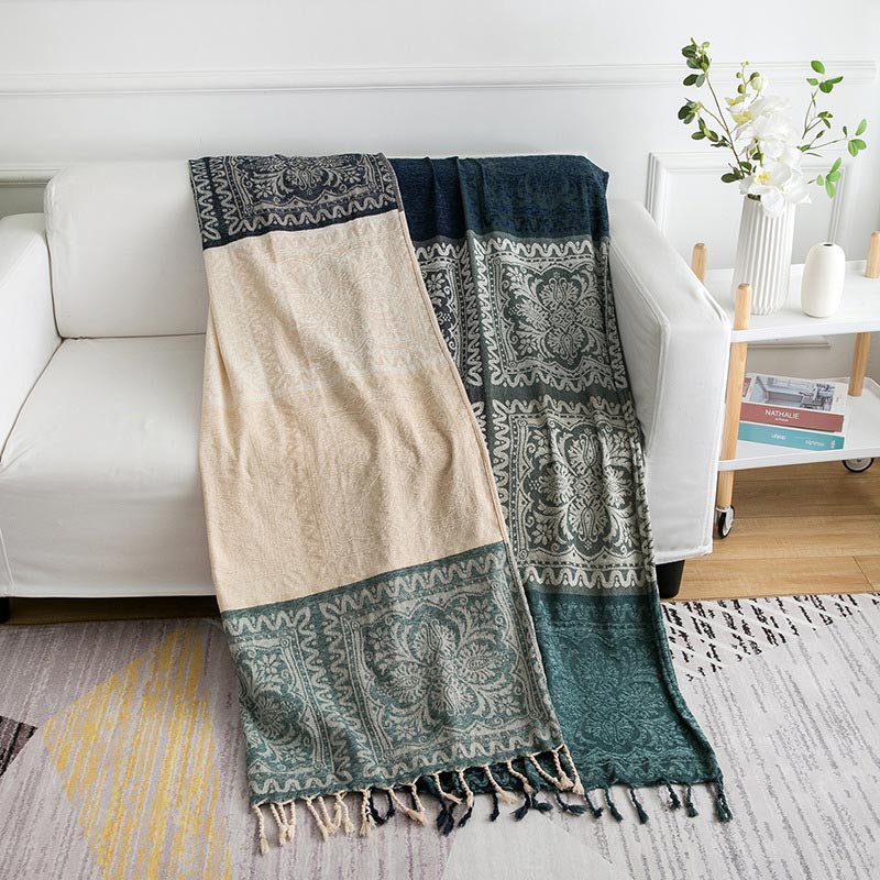 Ownkoti Bohemian Flower Tassel Knit Shawl Blanket - image 2
