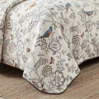 Spring Flower & Bird Quilt with Pillowcase - image 1