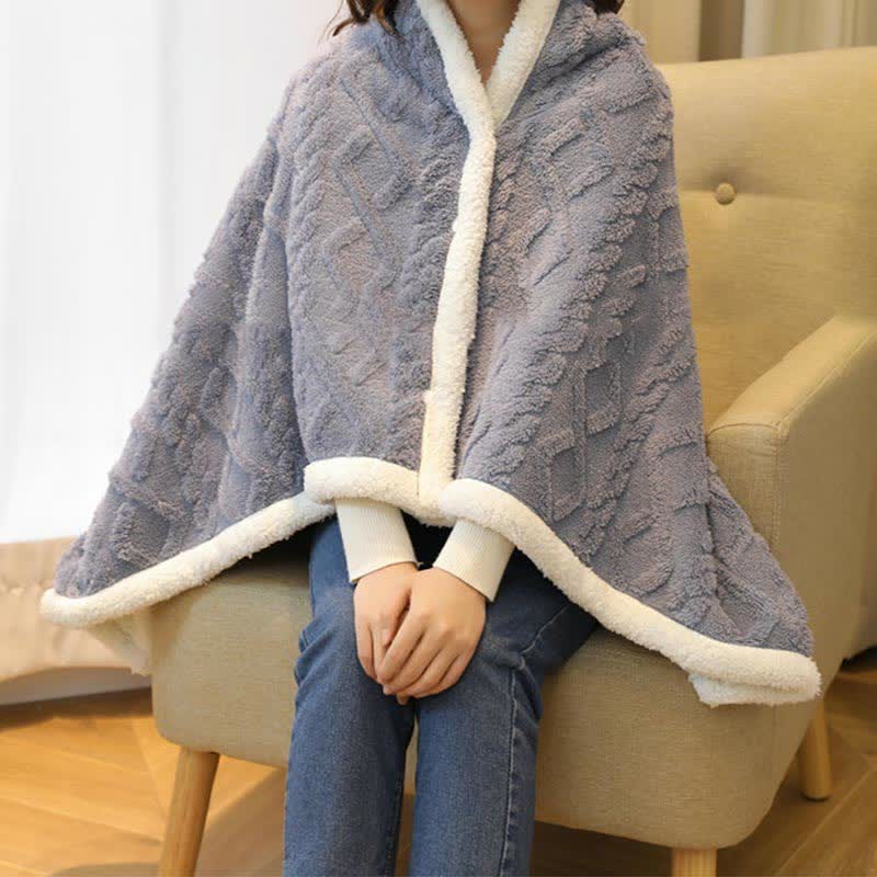 Argyle Pattern Warm Fleece Shawl Blanket - Gray Blue - 35" x 55" - image 4