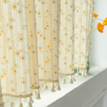 Beige Daisy Pattern Tier Curtain - image 5