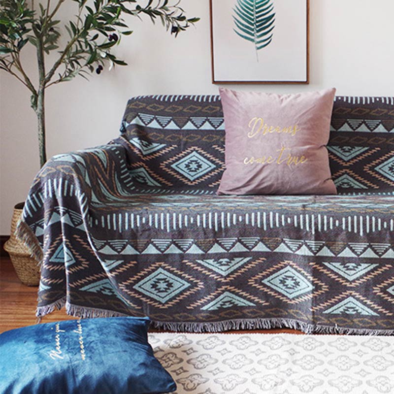 Bohemian Knitted Lounge Blanket with Tassel - image 8