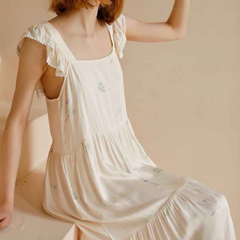 Cute Rural Style Comfy Satin Nightdress - image 4