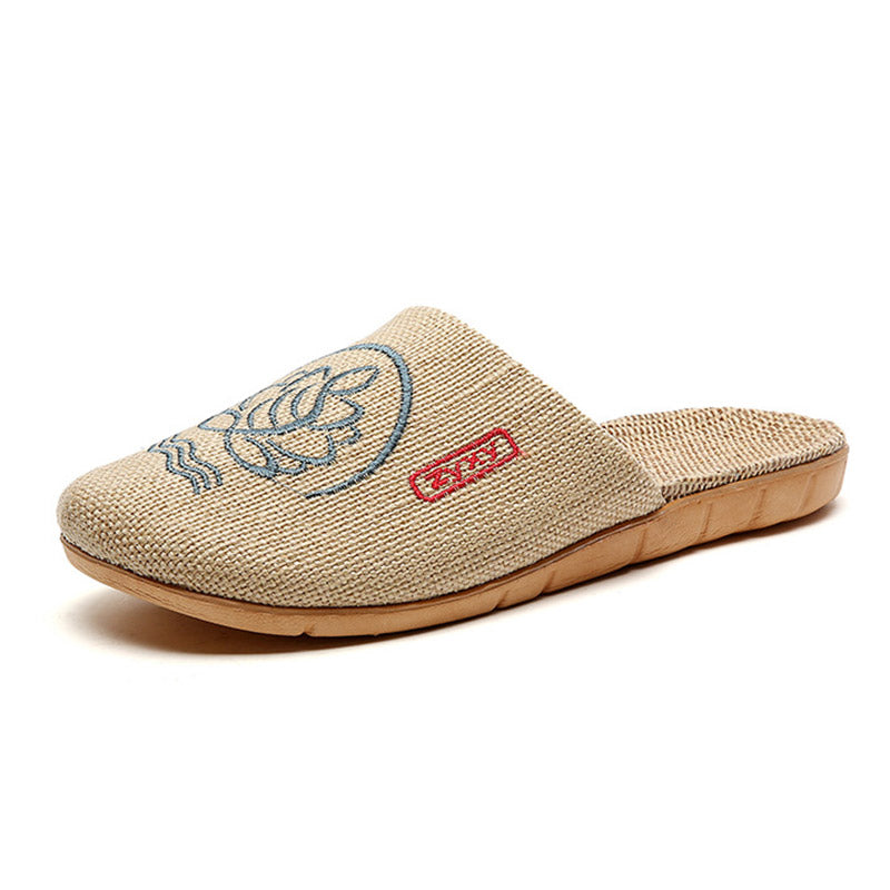 Retro Embroidered Lotus Flax Slippers - image 17