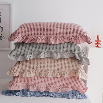 Waffle Weave Cotton Pillowcases with Ruffle (2PCS) - image 13