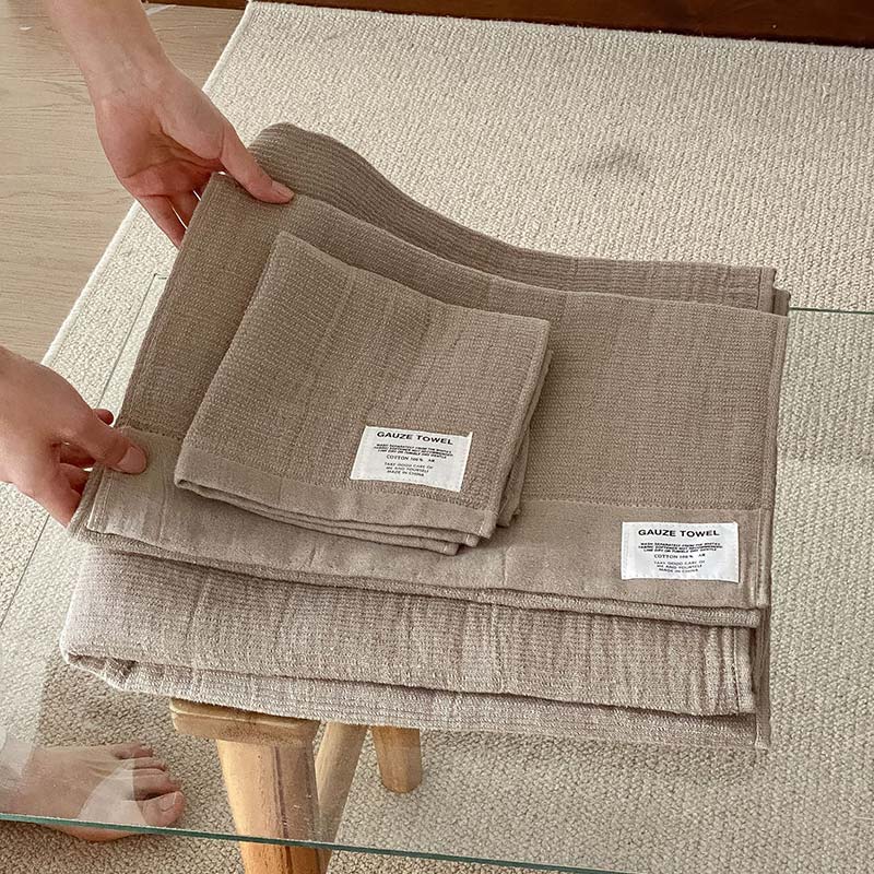 Solid Color Breathable Gauze Towel - Khaki - 70cm x 140cm - image 14