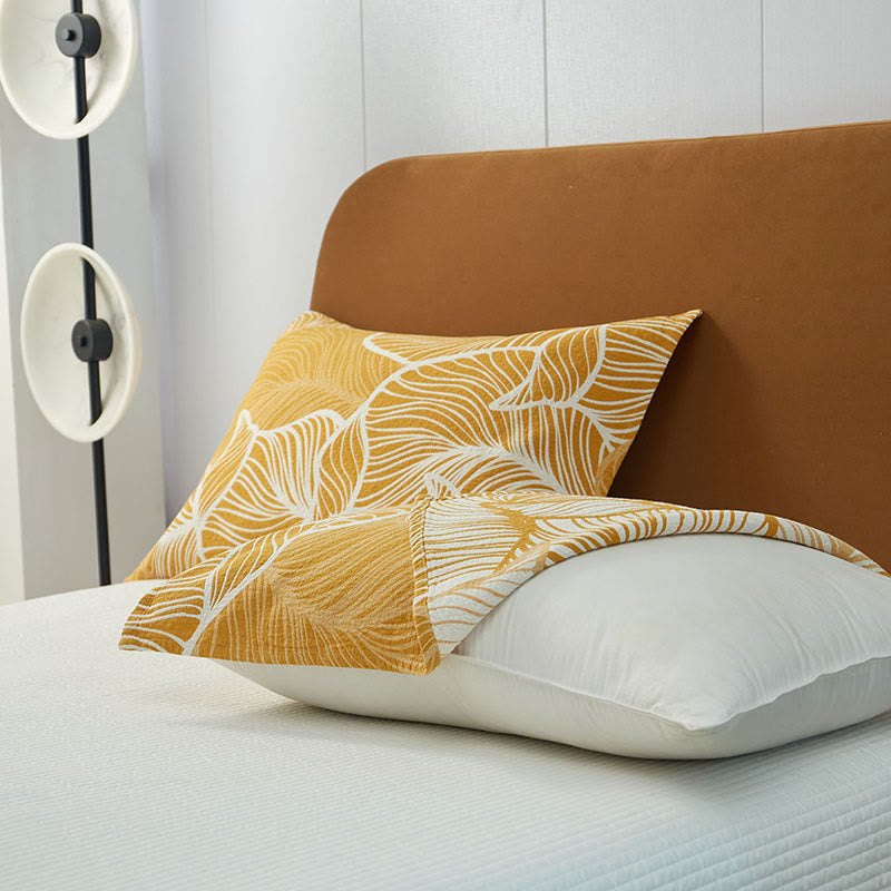 Plantain Leaf Three Layers Breathable Quilt - Yellow - 2PCS Pillow Towels - image 7