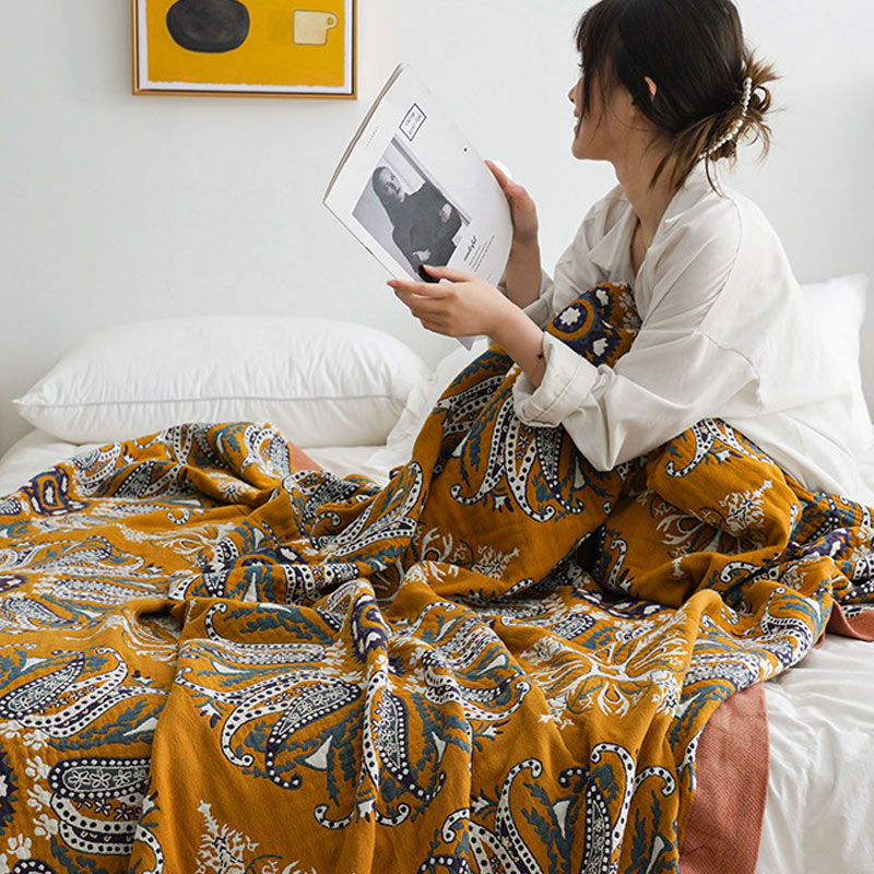 Flower Cotton Gauze Quilt Reversible Blanket - image 4