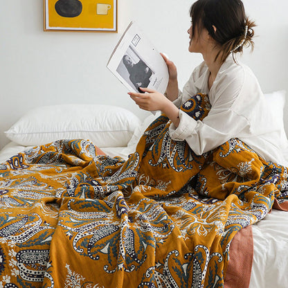 Flower Cotton Gauze Quilt Reversible Blanket - image 4