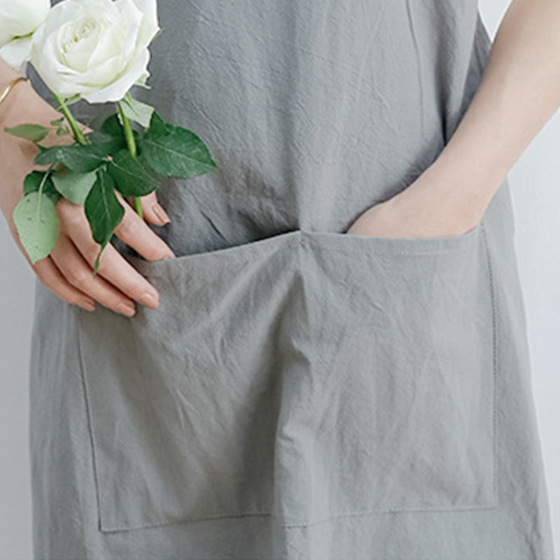 Simple Cotton Pure Color Cross-back Apron - image 12
