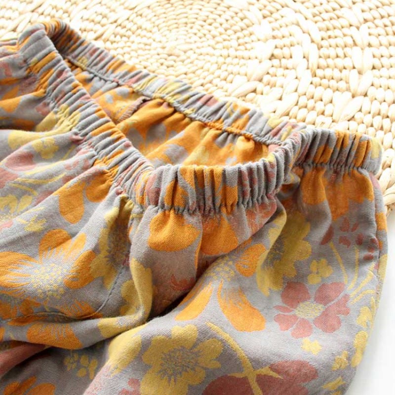 Yellow Daisy Lapel Cotton Loungewear Set - image 5