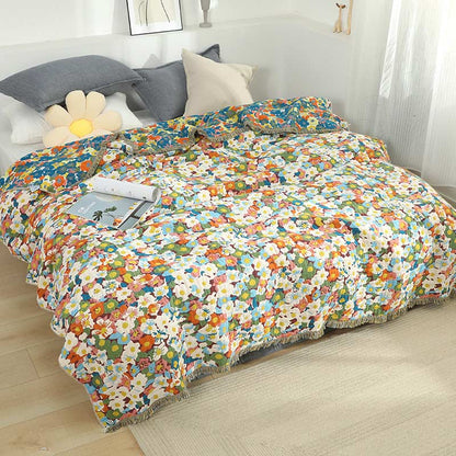 Ownkoti Rustic Flower Reversible Cotton Soft Quilt - Blue - Queen - image 11