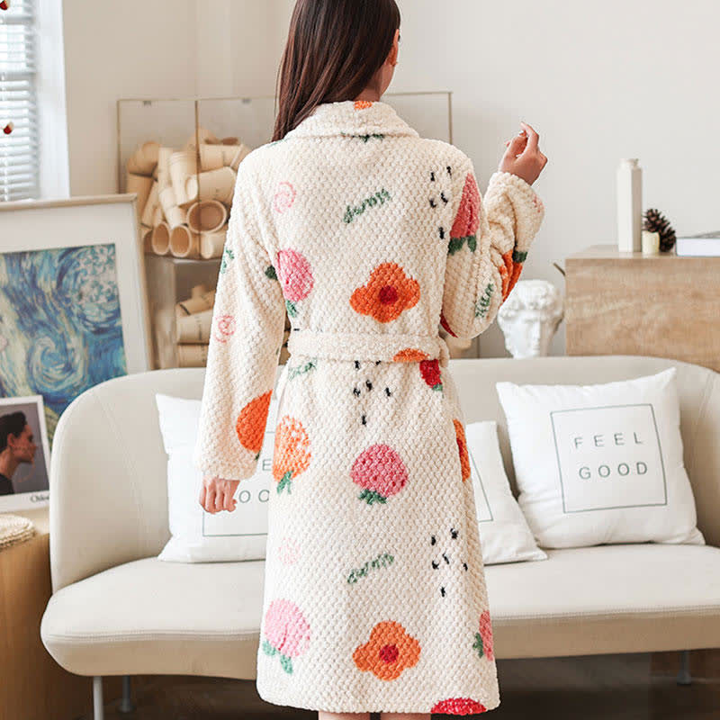 Ownkoti Fruit Print Breathable Bathrobe with Belt - image 5
