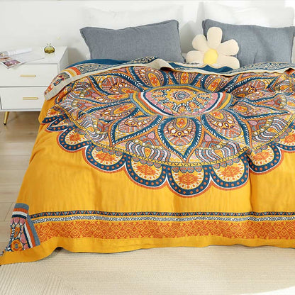 Ownkoti Bohemian Reversible Yellow Flower Summer Quilt - image 3