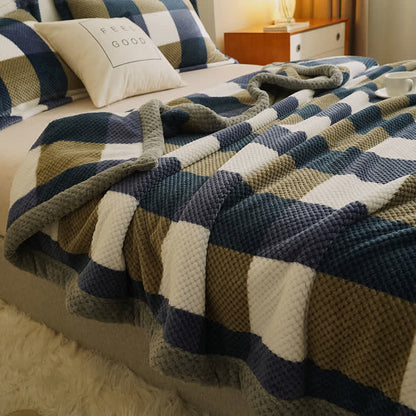 Plaid Warm Coral Fleece Throw Blanket - image 3