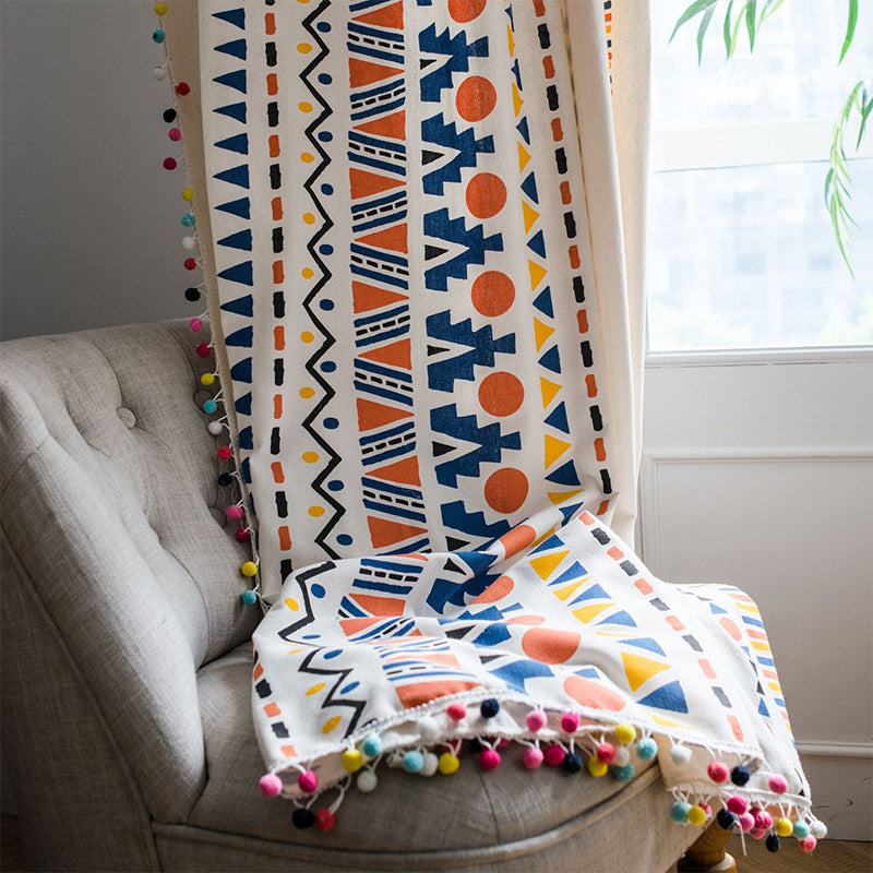 Ownkoti Boho Colorful Geometric Curtain with Tassel - image 5