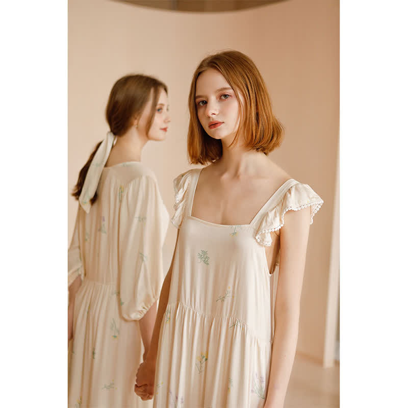 Cute Rural Style Comfy Satin Nightdress - image 8
