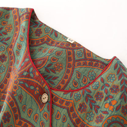 Vintage Jacquard Round Neck Loungewear Set - image 3