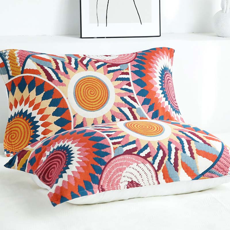 Ownkoti Sun Print Cotton Reversible Pillow Towel (2PCS) - image 1