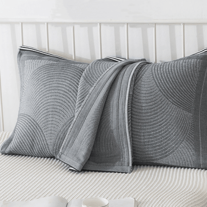 Ownkoti Circle Stripe Breathable Pillow Towel (2PCS) - Gray - 52cm x 75cm - image 7