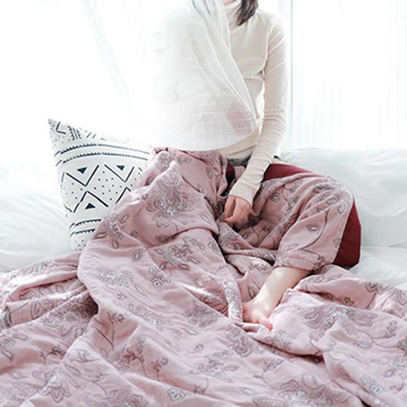 Ownkoti Lightweight Flower Print Cotton Sofa Blanket - image 8